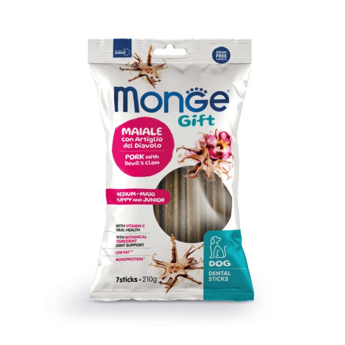 Monge Gift Dental Sticks Medium-Maxi Puppy Dog (Cerdo+Garra del Diablo) 210g