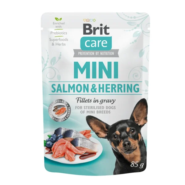 Mini, Adulto Esterilizado – Filetes de Salmón & Arenque 85g