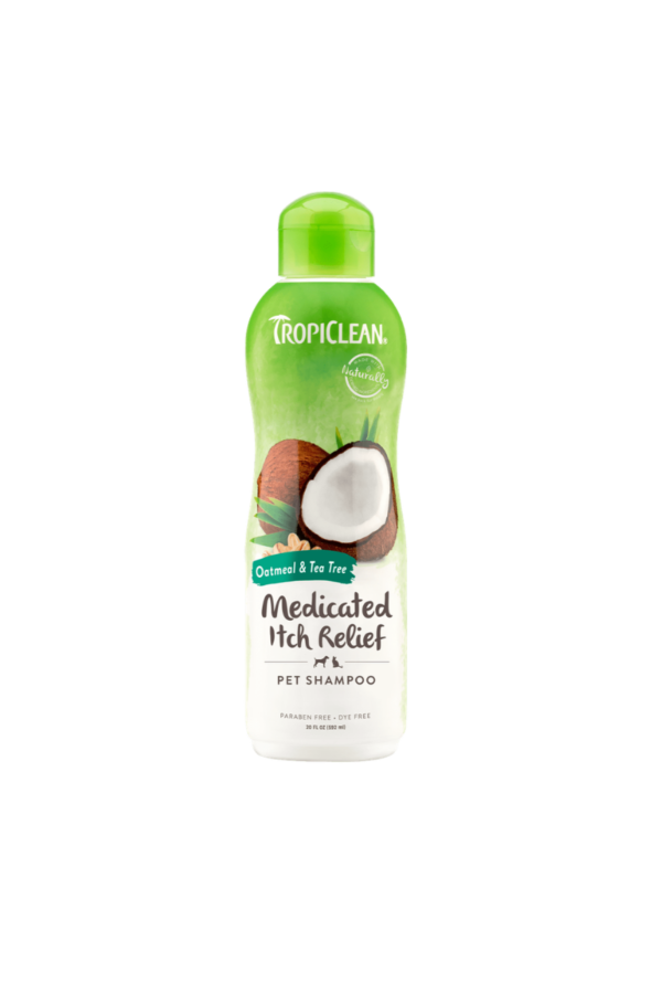 tropiclean-oatmeal-tea-tree-medicated-itch-relief-shampoo-for-pets-592ml Shampoo Medicado de Avena & Té + Cepillo - 592ml