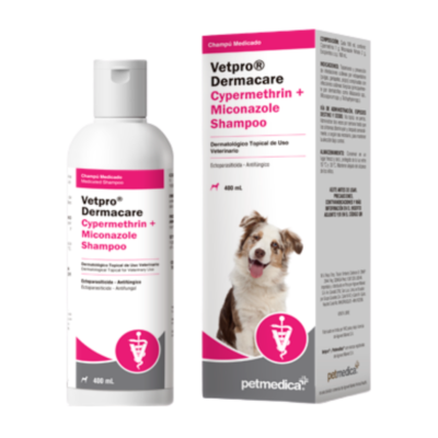 petmedica-vetpro-dermacare-cypermethrin-miconazole-shampo Shampoo Medicado - Cypermethrin + Miconazole
