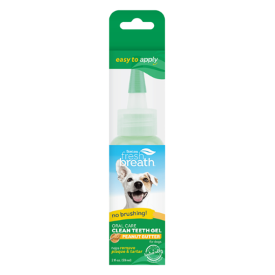 tropiclean-fresh-breath-oral-care-clean-teeth-gel-peanut-butter-for-dogs Gel Removedor de Placa Dental, Mantequilla de Maní - 59ml